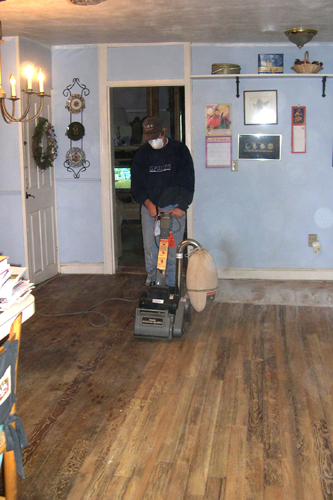 Family room during sanding #3