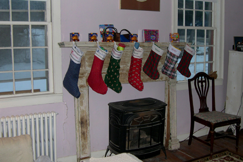 temporary mantel and fireplace